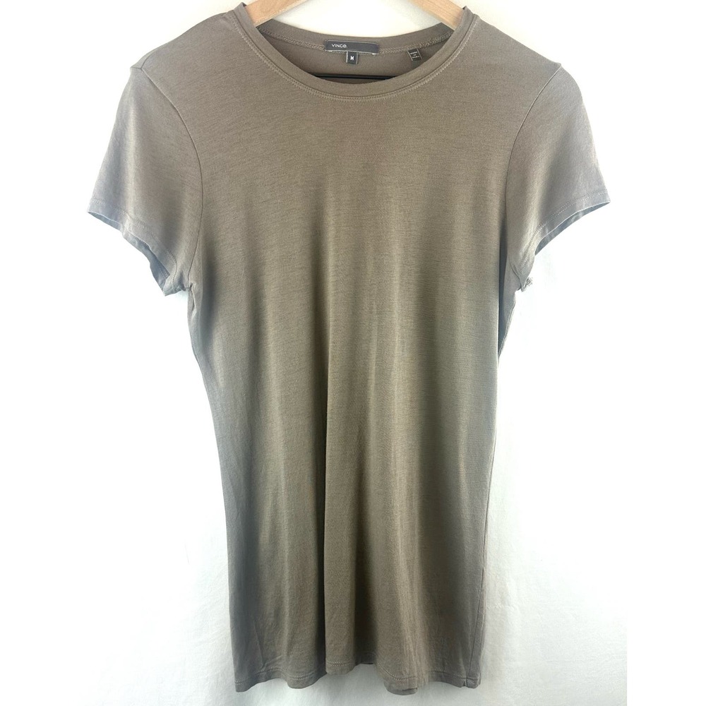 Vince Pima Cotton Blend Short Sleeve Taupe Tee - Women’s Size M